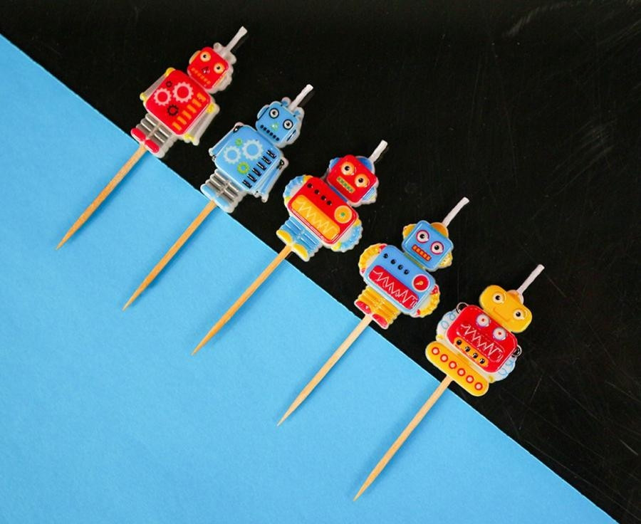 Świeczki pikery Robot 5szt  SF-PROB GoDan